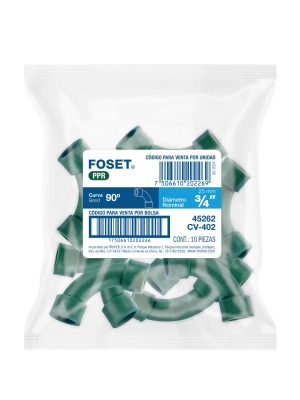 45262 - Curva 90° de PPR, 3/4' (25mm), FOSET