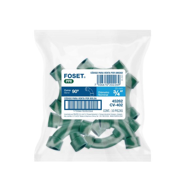 45262 - Curva 90° de PPR, 3/4' (25mm), FOSET