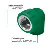 CV-501FC1.jpg 49861 - Codo 90° PPR, 1/2', rosca hembra con inserto metálico, Foset