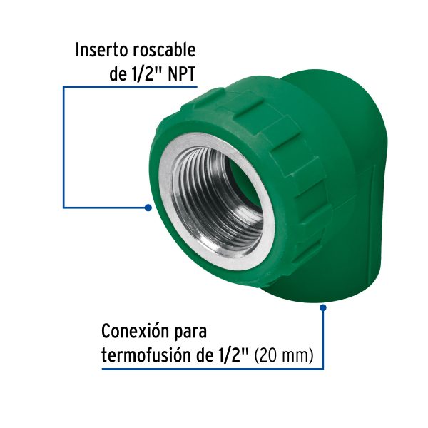 CV-501FC1.jpg 49861 - Codo 90° PPR, 1/2', rosca hembra con inserto metálico, Foset
