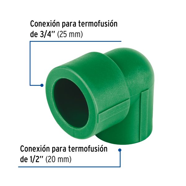 45263 - Codo 90° PPR reducido,  3/4' x 1/2', Foset