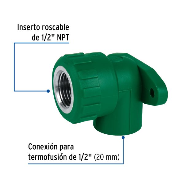 CV-581FC1.jpg 46036 - Codo oreja 90° PPR, 1/2', hembra con inserto metálico, Foset