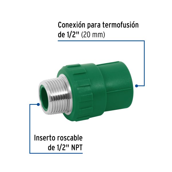 CV-611FC1.jpg 49879 - Adaptador PPR 1/2' macho con inserto metálico, Foset