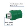 49880 - Adaptador PPR 3/4' macho con inserto metálico, Foset