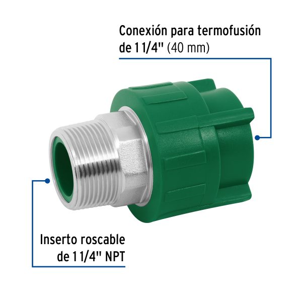 CV-614FC1.jpg 45450 - Adaptador PPR 1-1/4' macho con inserto metálico, Foset