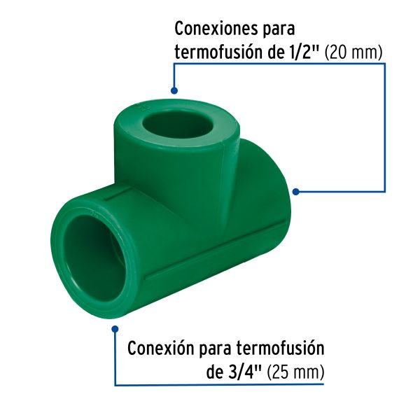 49843 - Tee reducida de PPR 3/4' x 1/2' x 1/2', Foset