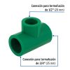 49844 - Tee reducida de PPR 3/4' x 3/4' x 1/2', Foset