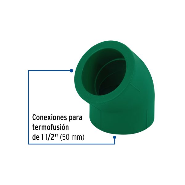 45463 - Codo 45° de PPR, 1-1/2' (50mm), FOSET