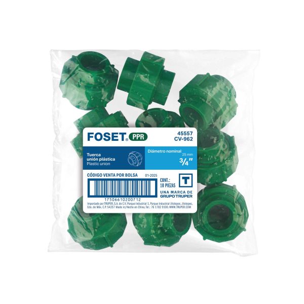 45557 - Tuerca unión PPR, plástica,  3/4', Foset