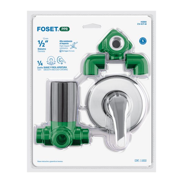 45860 - Kit de instalación monomando para regadera PPR, 1/2', FOSET