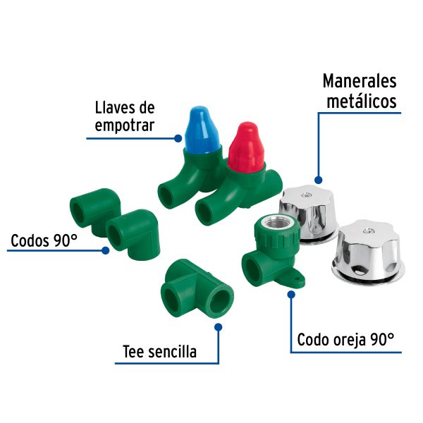46035 - KIT PPR para instalación regadera, con manerales, Foset