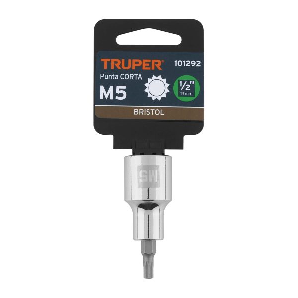 101292 - Dado punta corta bristol M5, cuadro 1/2', Truper