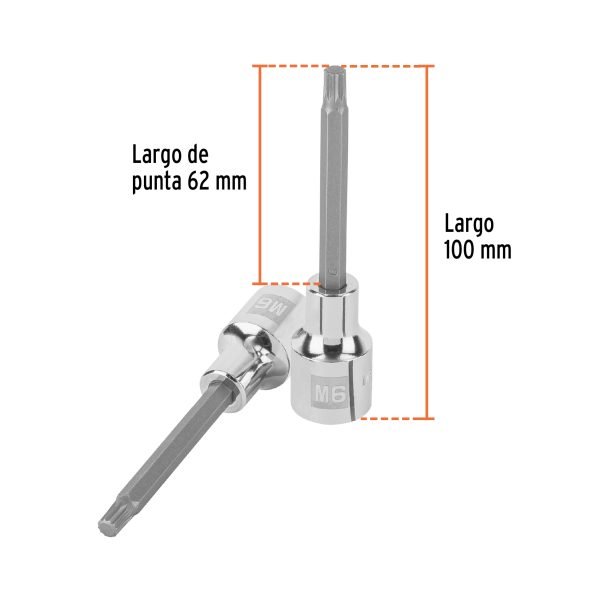 101249 - Dado punta larga bristol M6, cuadro 1/2', Truper