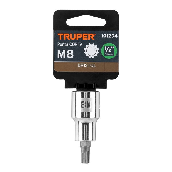 101294 - Dado punta corta bristol M8, cuadro 1/2', Truper