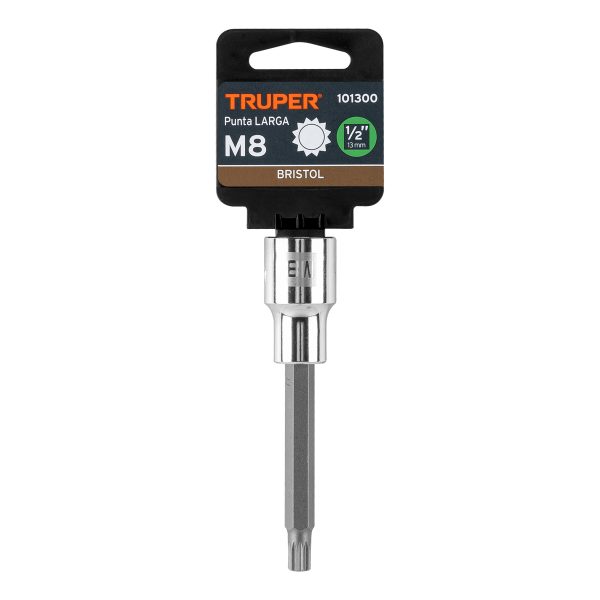 101300 - Dado punta larga bristol M8, cuadro 1/2', Truper