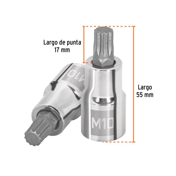 101295 - Dado punta corta bristol M10, cuadro 1/2', Truper