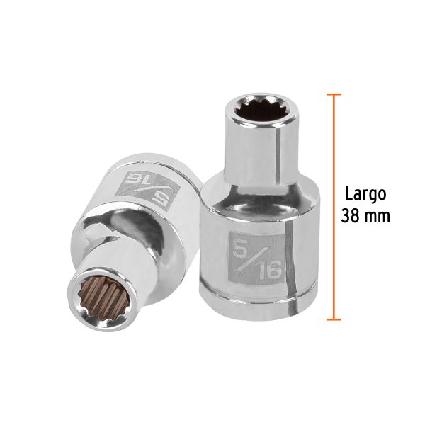 13299 - Dado de 5/16', 12 puntas, cuadro 1/2', Truper