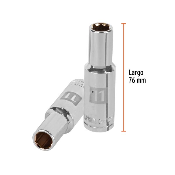 13351 - Dado largo de 11 mm, 6 puntas, cuadro 1/2', Truper