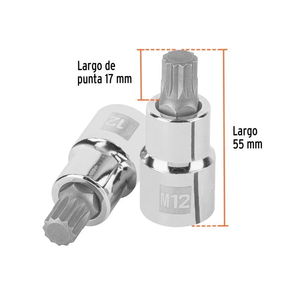 101274 - Dado punta corta bristol M12, cuadro 1/2', Truper