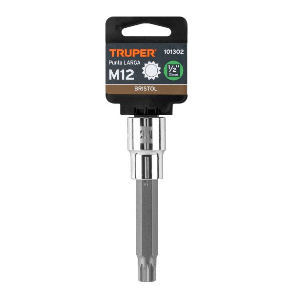 101302 - Dado punta larga bristol M12, cuadro 1/2', Truper