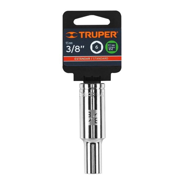 13323 - Dado largo de 3/8', 6 puntas, cuadro 1/2', Truper