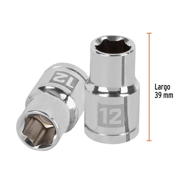 13262 - Dado de 12 mm, 6 puntas, cuadro 1/2', Truper