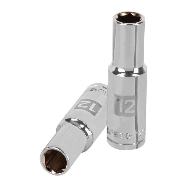 13352 - Dado largo de 12 mm, 6 puntas, cuadro 1/2', Truper