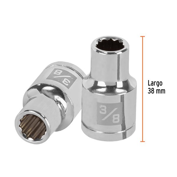 13300 - Dado de 3/8', 12 puntas, cuadro 1/2', Truper