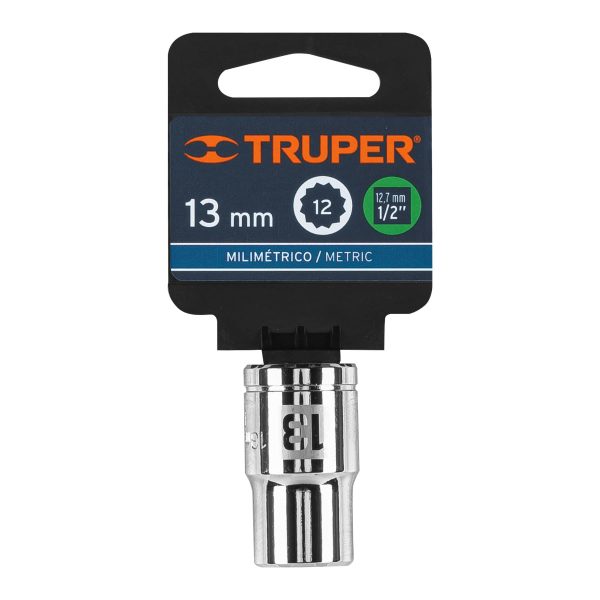 13527 - Dado de 13 mm, 12 puntas, cuadro 1/2', Truper