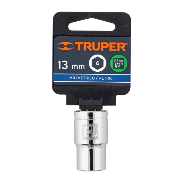 13263 - Dado de 13 mm, 6 puntas, cuadro 1/2', Truper