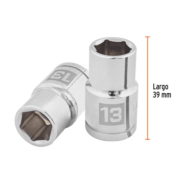 13263 - Dado de 13 mm, 6 puntas, cuadro 1/2', Truper