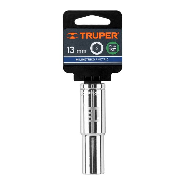13353 - Dado largo de 13 mm, 6 puntas, cuadro 1/2', Truper