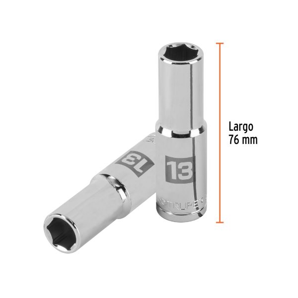 13353 - Dado largo de 13 mm, 6 puntas, cuadro 1/2', Truper