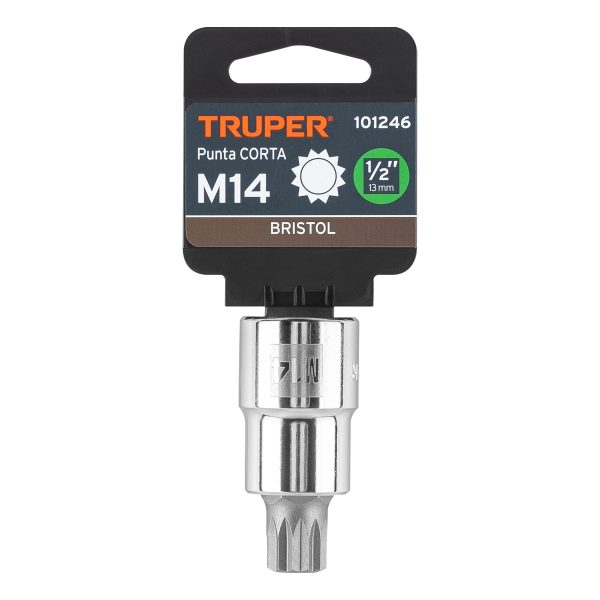 101246 - Dado punta corta bristol M14, cuadro 1/2', Truper