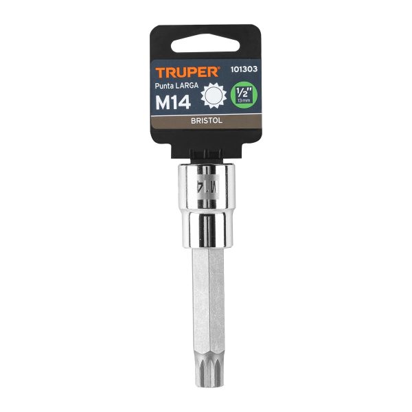 101303 - Dado punta larga bristol M14, cuadro 1/2', Truper
