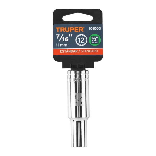 101003 - Dado largo de 7/16' 12 puntas, cuadro 1/2', Truper