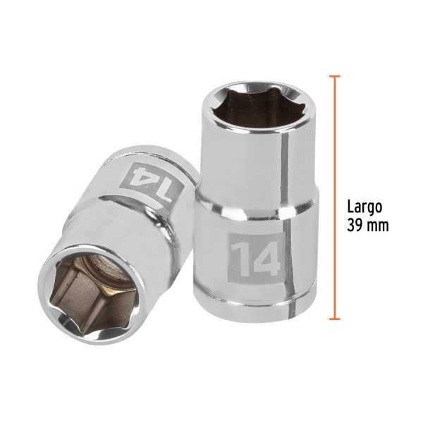 13264 - Dado de 14 mm, 6 puntas, cuadro 1/2', Truper