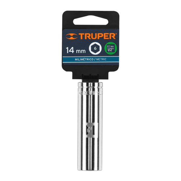 13354 - Dado largo de 14 mm, 6 puntas, cuadro 1/2', Truper