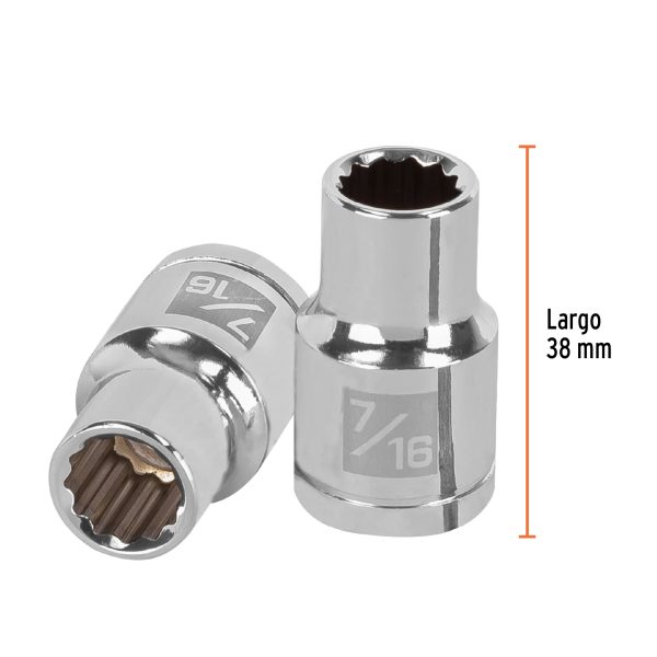 13301 - Dado de 7/16', 12 puntas, cuadro 1/2', Truper