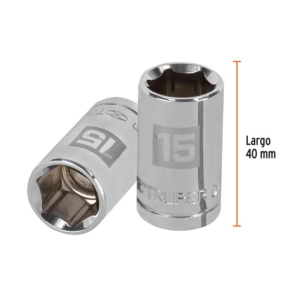 13265 - Dado de 15 mm, 6 puntas, cuadro 1/2', Truper