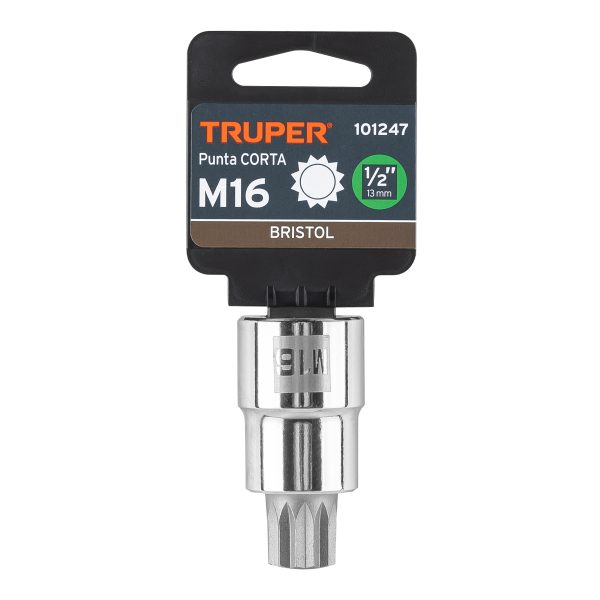 101247 - Dado punta corta bristol M16, cuadro 1/2', Truper