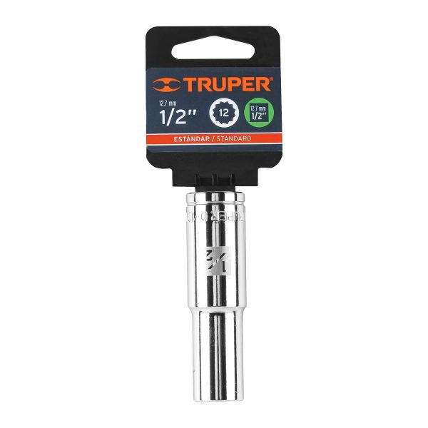 13360 - Dado largo de 1/2', 12 puntas, cuadro 1/2', Truper