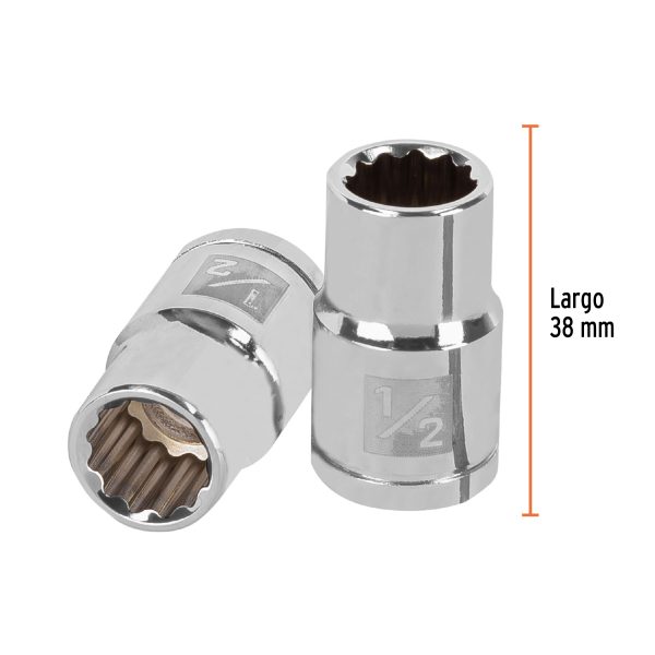 13302 - Dado de 1/2', 12 puntas, cuadro 1/2', Truper