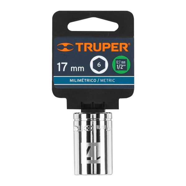 13267 - Dado de 17 mm, 6 puntas, cuadro 1/2', Truper