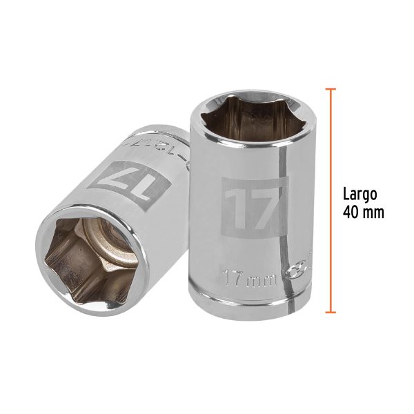 13267 - Dado de 17 mm, 6 puntas, cuadro 1/2', Truper