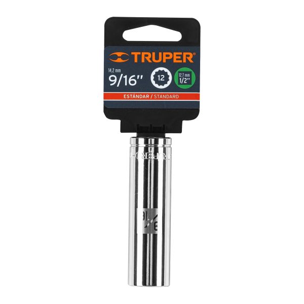13361 - Dado largo de 9/16', 12 puntas, cuadro 1/2', Truper