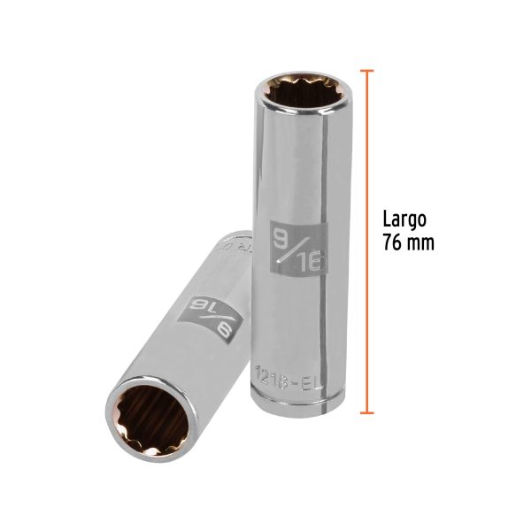 13361 - Dado largo de 9/16', 12 puntas, cuadro 1/2', Truper