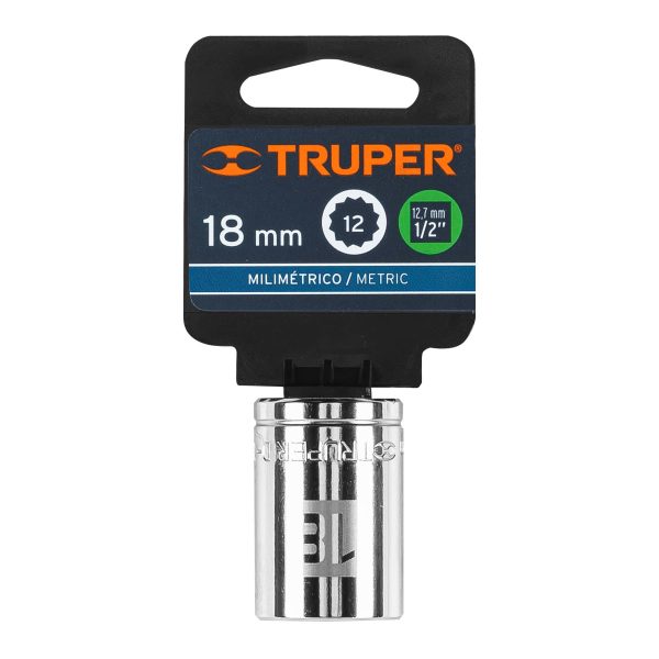 13532 - Dado de 18 mm, 12 puntas, cuadro 1/2', Truper