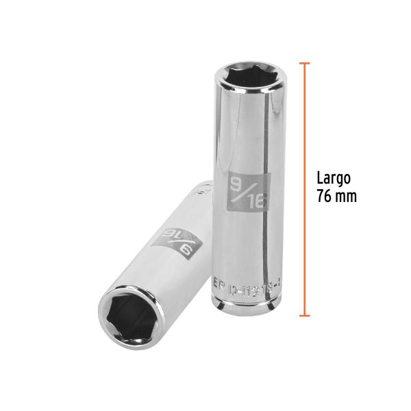 13326 - Dado largo de 9/16', 6 puntas, cuadro 1/2', Truper