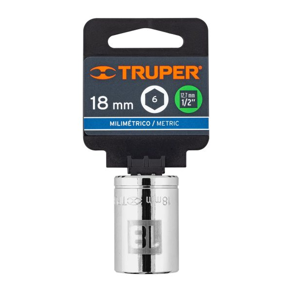 13268 - Dado de 18 mm, 6 puntas, cuadro 1/2', Truper